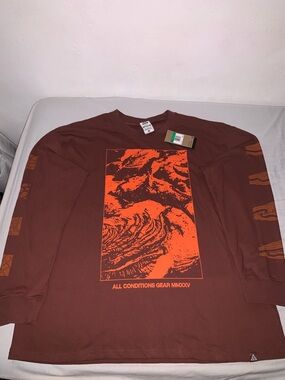 Nike Men’s ACG Lava Flow Long-Sleeve Graphic Shirt Night Maroon Size: XL